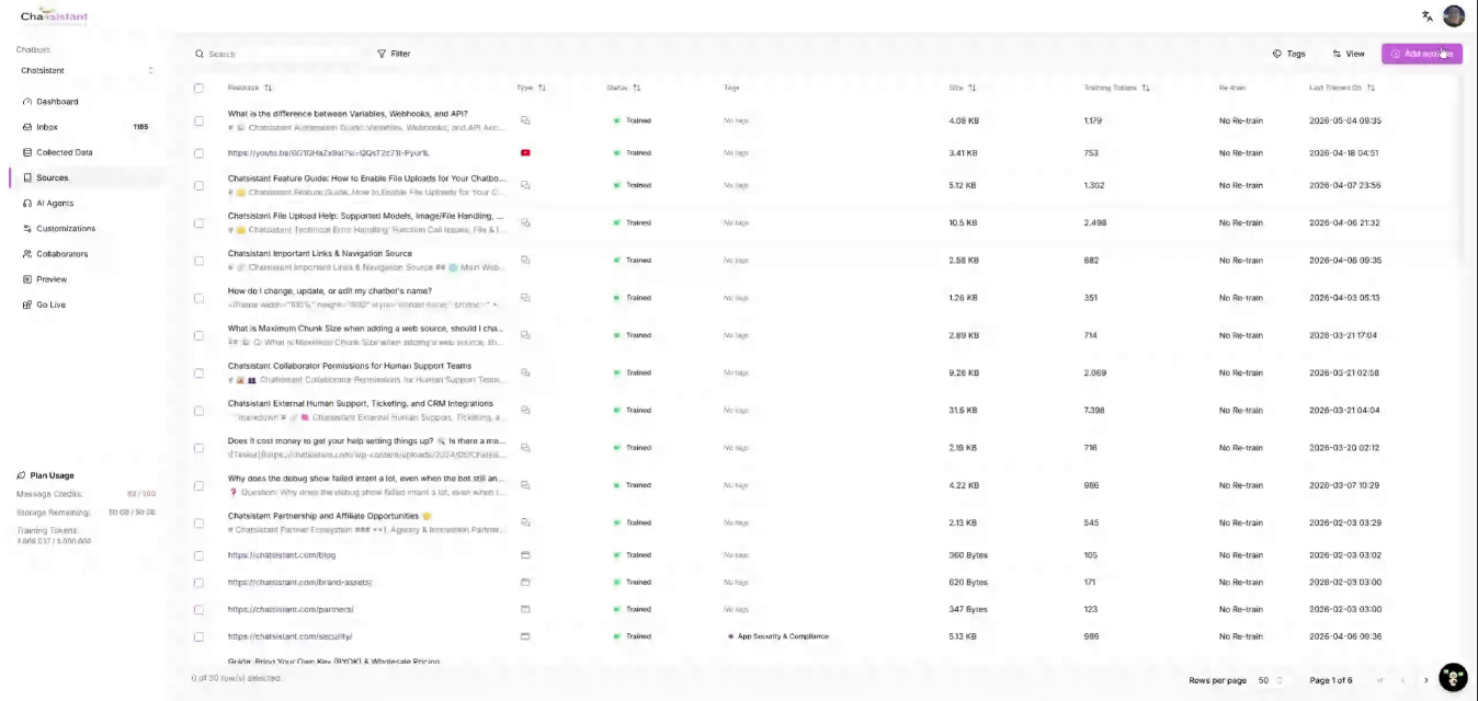 Connect your data with Chatsistant
